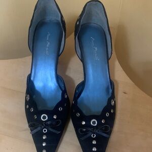 Anne Michelle Black Heels with Silver Accents